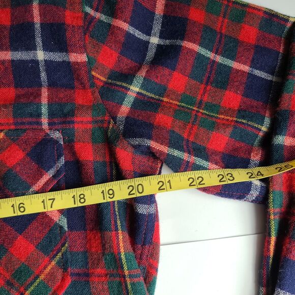 Vtg 80's Outdoor Exchange Button Down Shirt Medium Red Plaid Flannel Long Sleeve - Picture 6 of 8